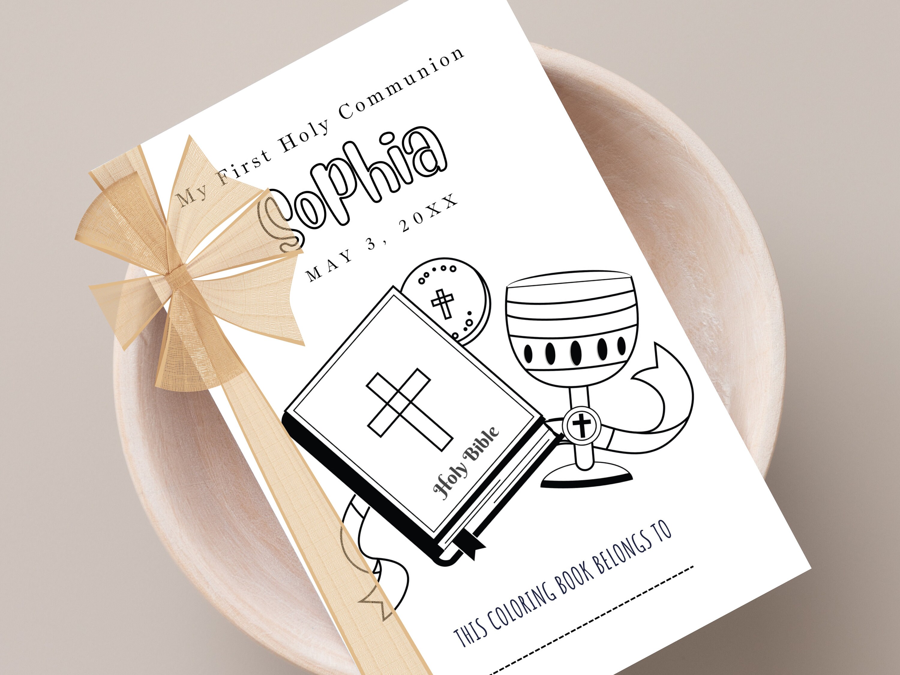 Printable First Communion Coloring Pages for Kids | Editable Cover ...