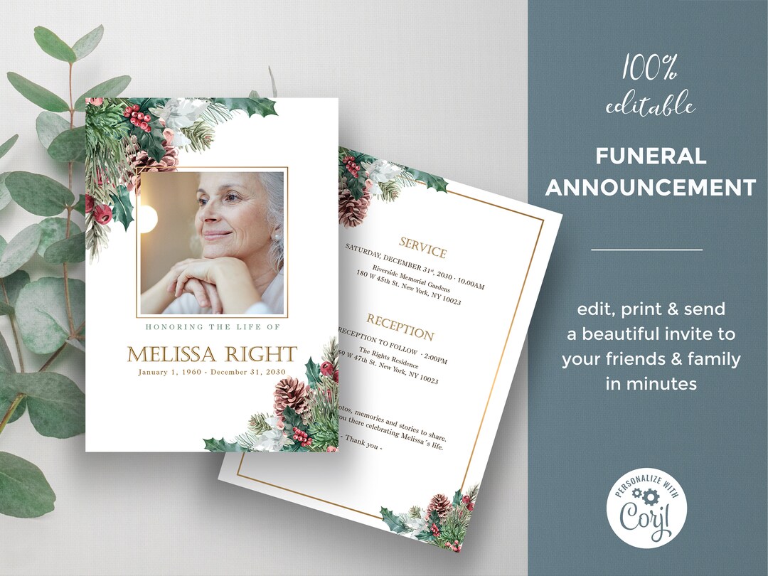 Sample Memorial Service Announcement Religious Funeral Invitation