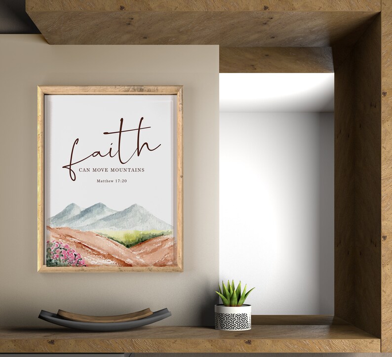 Faith Can Move Mountains Memorial Wall Art Gift Christian Etsy