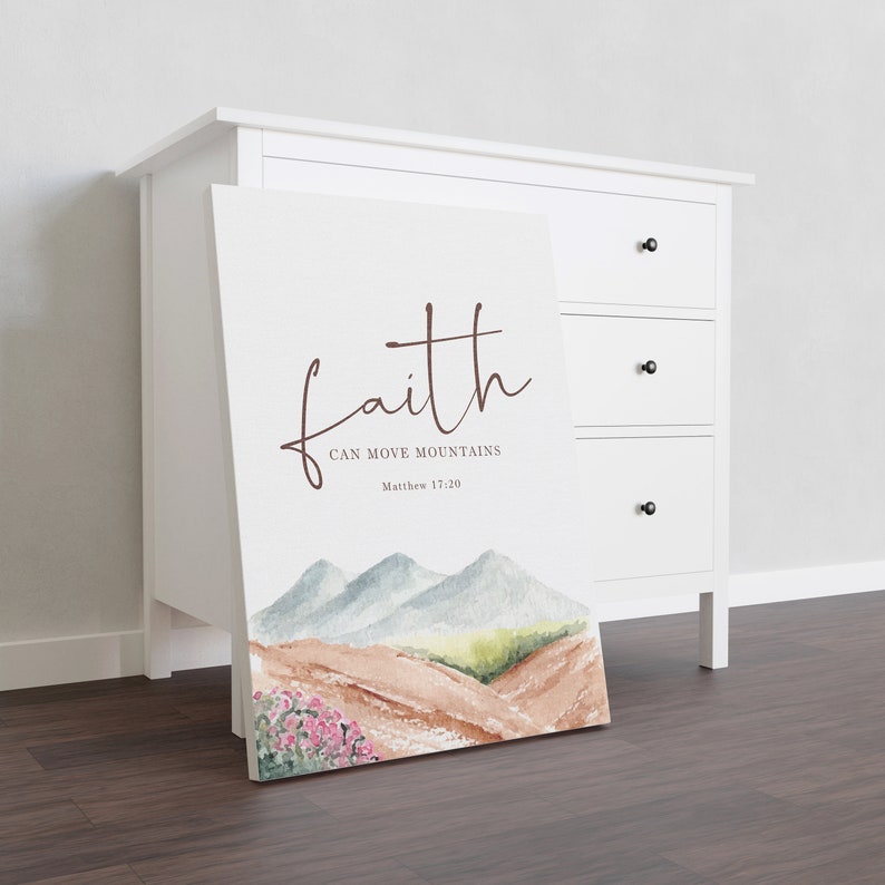 Faith Can Move Mountains Memorial Wall Art Gift Christian Etsy