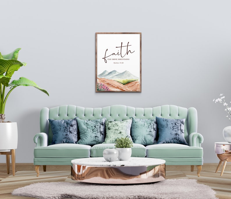 Faith Can Move Mountains Memorial Wall Art Gift Christian Etsy