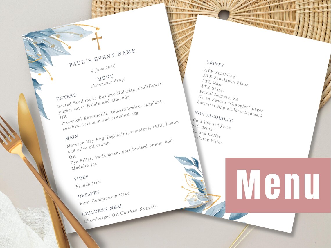 First Holy Communion BUNDLE for Boy, Jesus With Boy. Blue Leaves ...