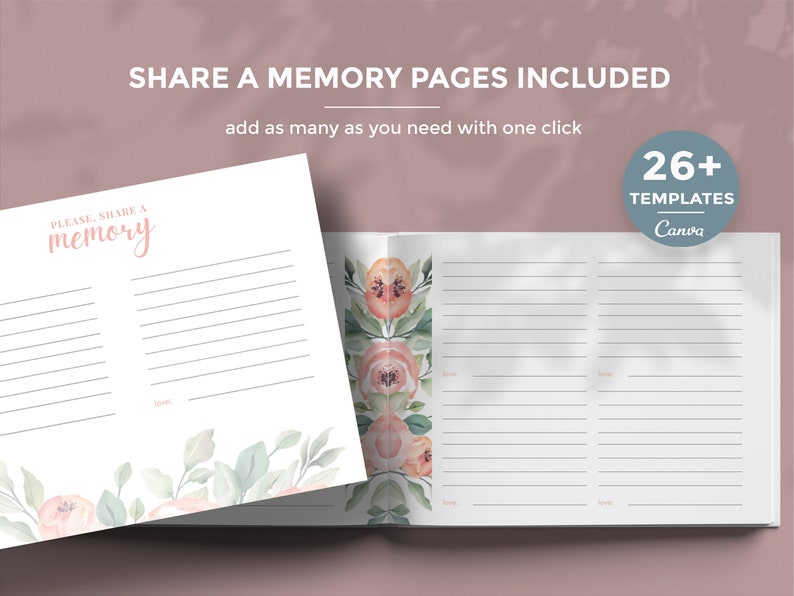 Funeral Guest Book Template Personalized Condolence Photo Etsy New