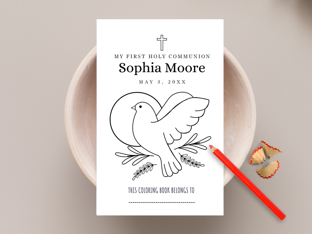 First Communion Printable Coloring Pages for Kids | Editable Cover ...
