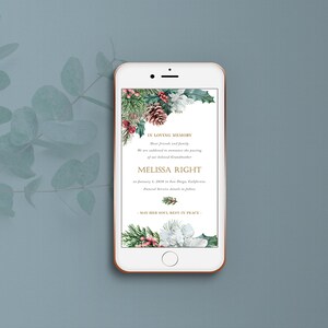 Todesanzeige fürs Handy mit Weihnachtszeichnungen, Todesanzeige, digitale Beerdigung – FF6