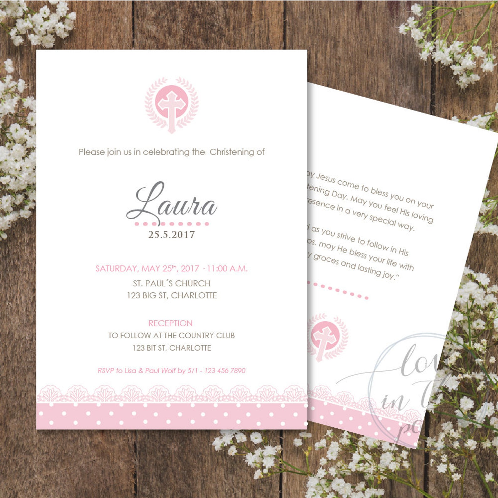 Baptism Invitation / Confirmation Invitation / First Communion Etsy