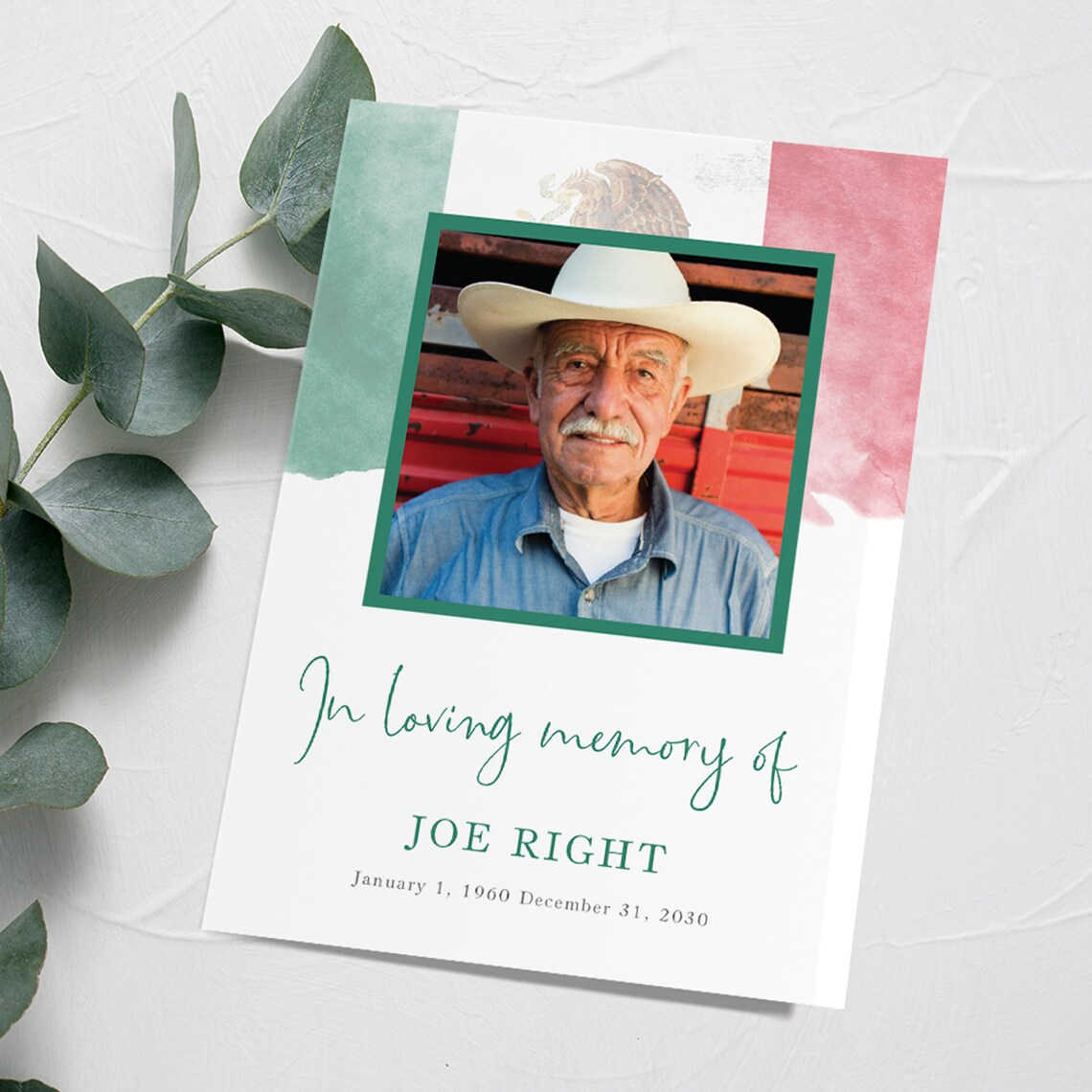 Mexican Flag Funeral Program Patriotic Memorial Program Etsy