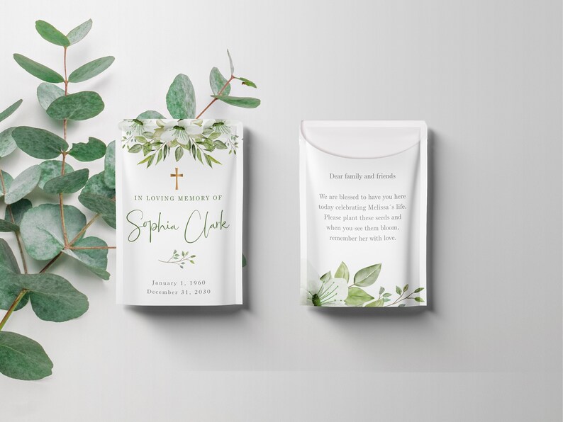 Seed Packet Template for Funeral With White Flowers Memorial - Etsy