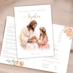 LDS Baptism Program for girl, Jesus & Girl, LDS Baptism Printable, Mormon Baptism, LDS Editable Program template, I am a child of God - LDS6