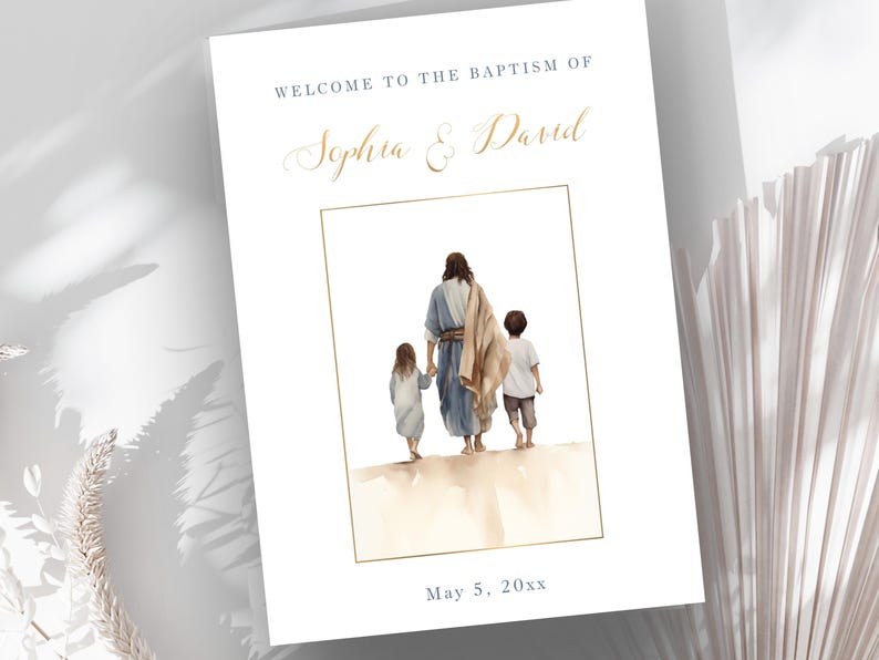 LDS Baptism Program for Twins, Jesus With Boy and Girl, EDITABLE ...