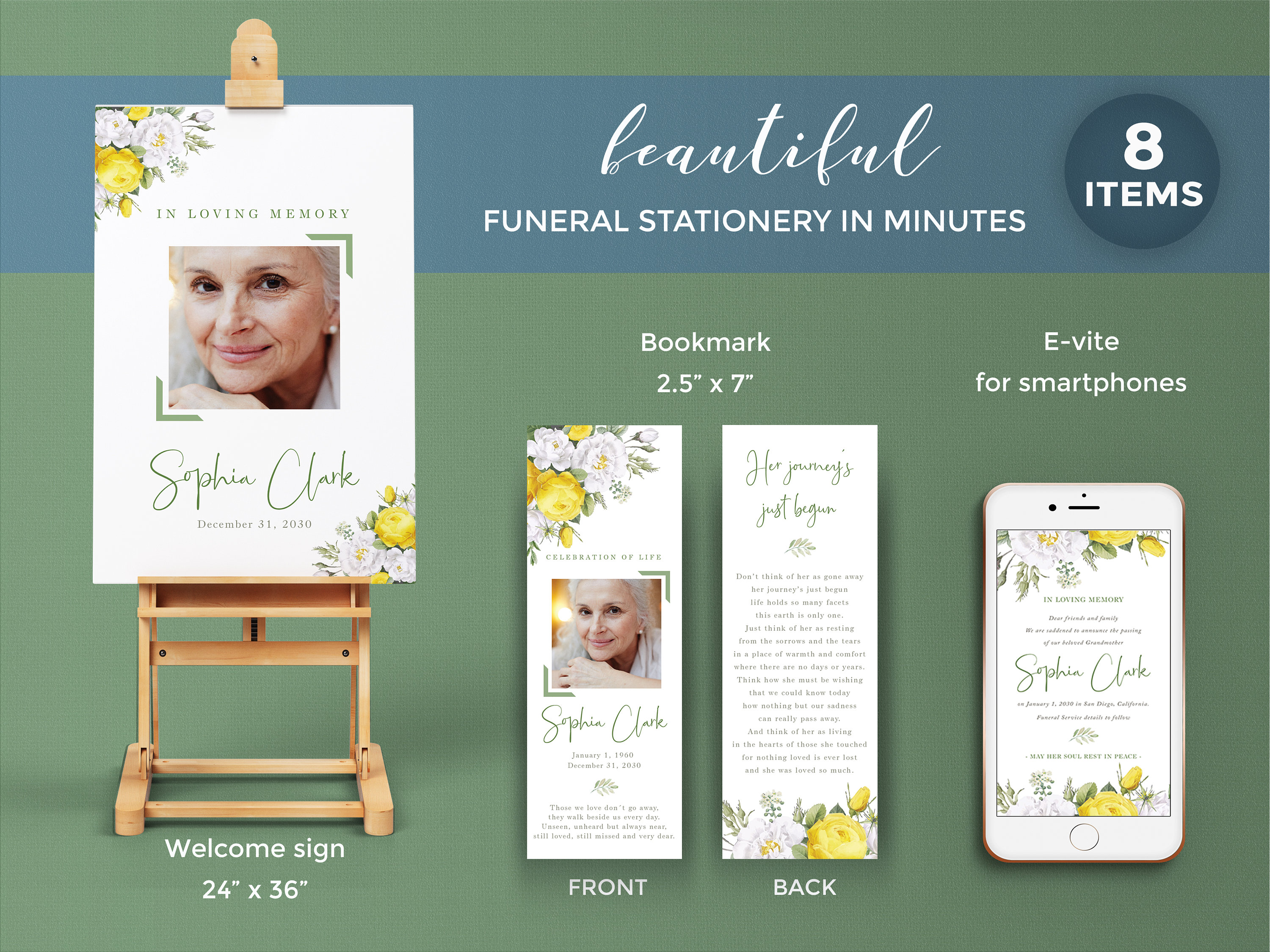 Yellow Roses Funeral Vector Yellow Roses Funeral Template Bundle for Woman Memorial - Etsy