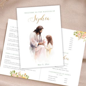 Editable LDS Baptism Program for girl, Jesus & Girl, LDS Baptism Printable, Mormon Baptism, LDS Printable Program I am a child of God  LDS11