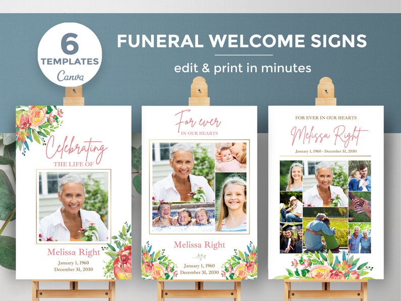 Colorfull Funeral Welcome Sign for Woman Photo Collage - Etsy