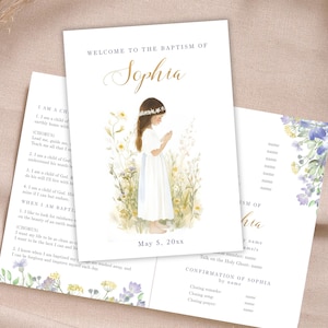 Editable LDS Baptism Program template for girl, wildflowers LDS Baptism Printable, Mormon Baptism, LDS Program, I am a child of God - LDS29