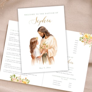Editable LDS Baptism Program for girl, Jesus & Girl, LDS Baptism Printable, Mormon Baptism, LDS Printable Program, I am a child of God  LDS4