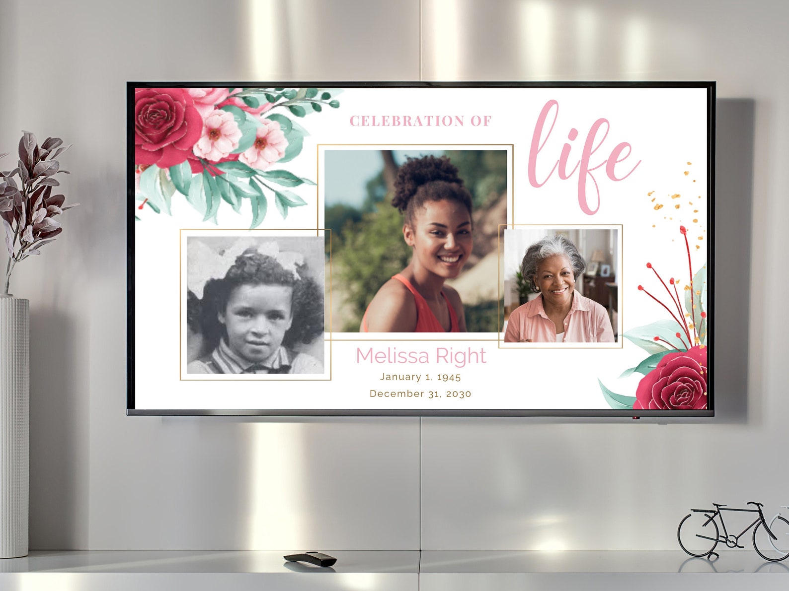 Pink Roses Funeral Slideshow Template Memorial Video for - Etsy