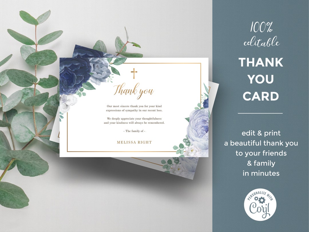 Lavender Funeral Thank You Card, Memorial Service Thank You Template
