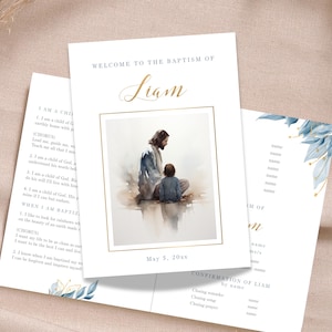 LDS Baptism Program for boy, Jesus & boy, LDS Baptism Printable, Mormon Baptism, LDS Editable Program template I am a child of God - LDS22