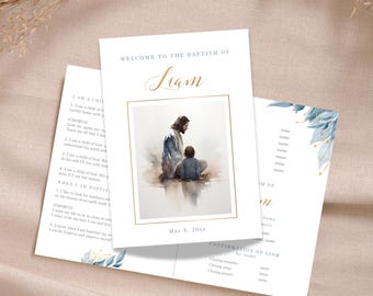 LDS Baptism Program for boy, Jesus & boy, LDS Baptism Printable, Mormon Baptism, LDS Editable Program template I am a child of God - LDS22