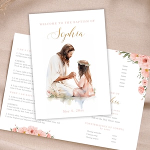 Program chrztu LDS dla dziewczynki, Jezusa i dziewczynki, chrzest LDS do druku, chrzest Mormonów, szablon programu do edycji LDS, jestem dzieckiem Bożym-LDS3