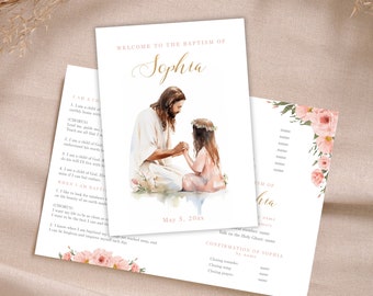 LDS Baptism Program for girl, Jesus & Girl, LDS Baptism Printable, Mormon Baptism, LDS Editable Program template, I am a child of God - LDS3