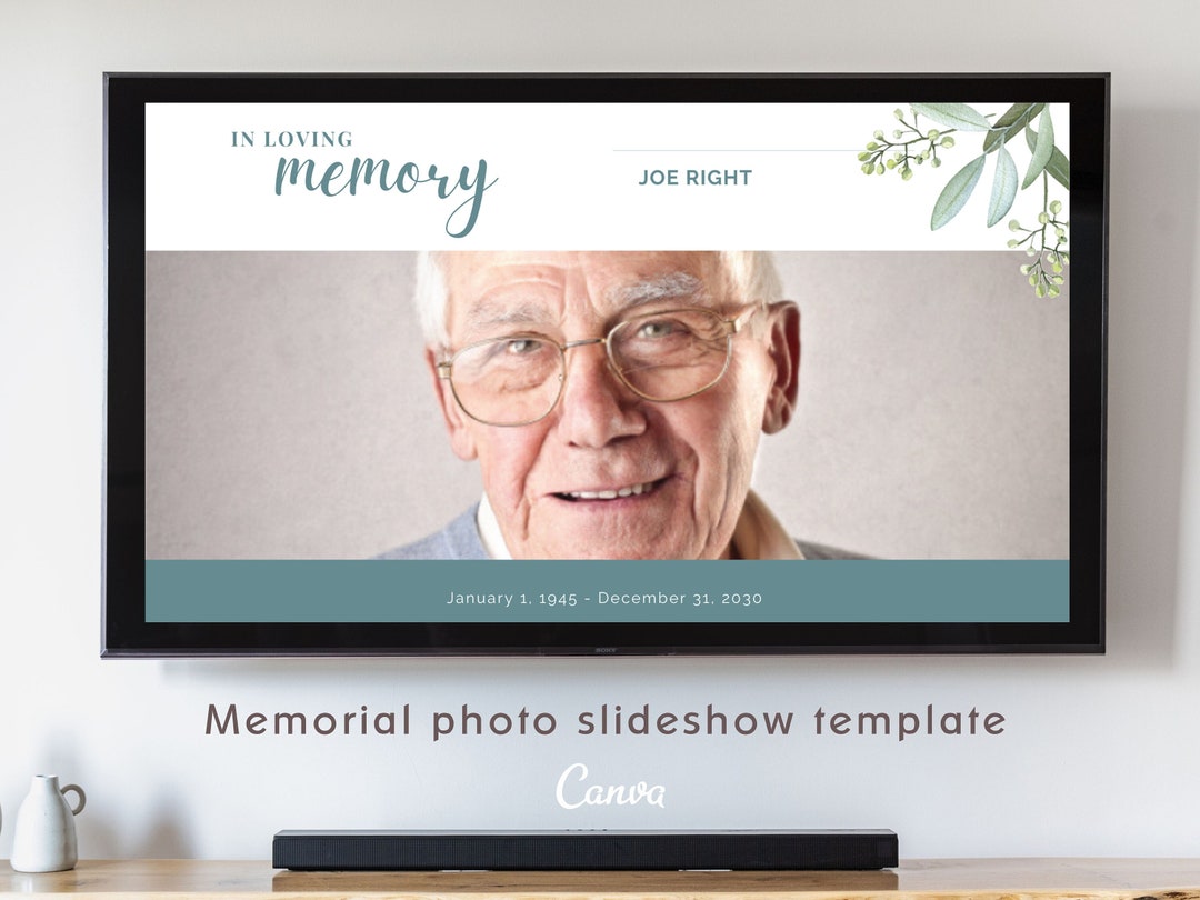 Funeral Photo Montage Template for Man, Memorial Video Template, Life