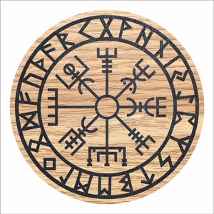 Vegvísir designed coaster. Viking Icelandic Compass