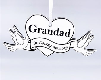 Personalised Heart with bird banner Hanging Decoration In Memory