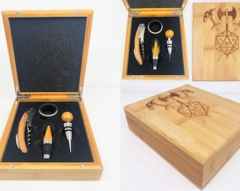 Personalised Dungeons and Dragons inspired Wine Accessories Gift Box