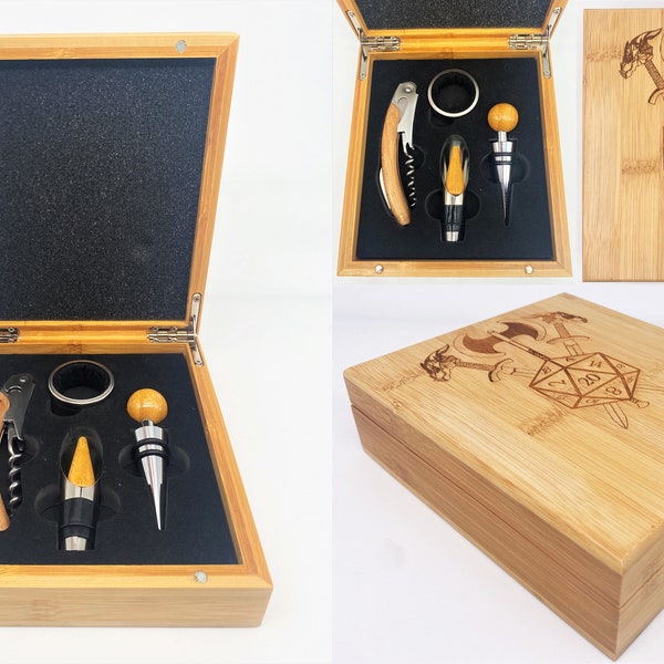 Dungeons and Dragons inspired Personalised Wine Accessories Gift Box