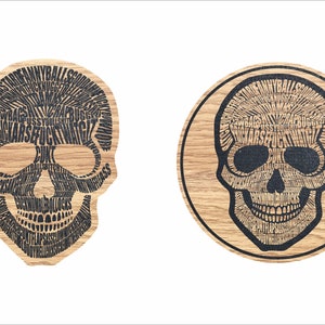 Swear words wooden coasters Skull of swear offensive bad word