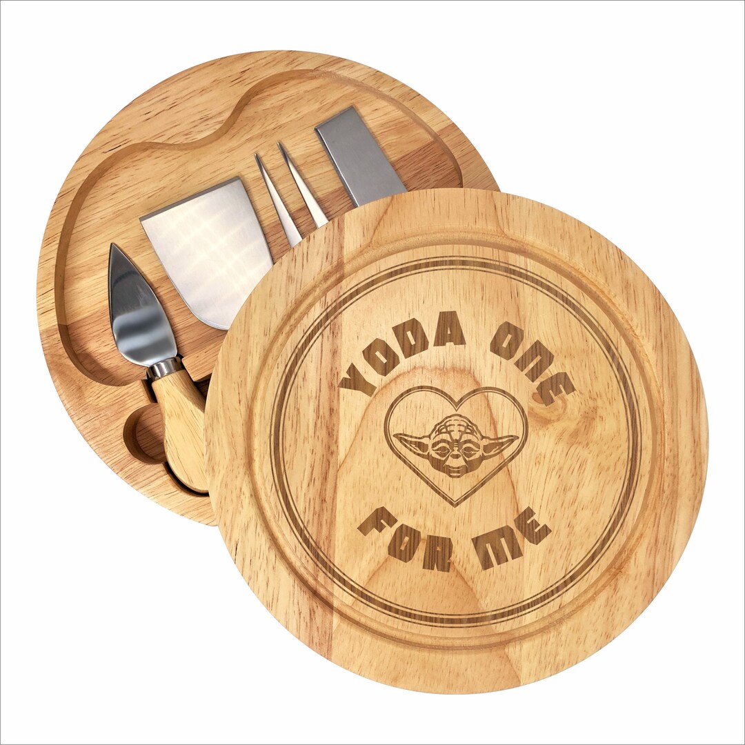 Yoda Star Wars Cheese Board With Knives Set Anniversary One Etsy
