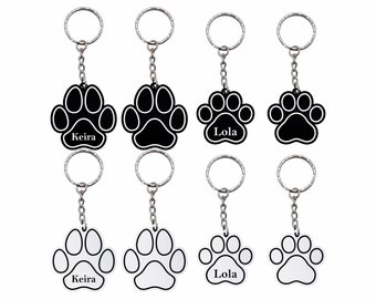 Pet Personalised Dog and Cat Paw Shape Keyring