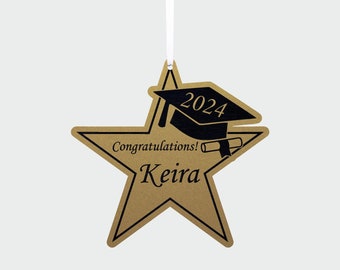 Personalised Graduation Gold Star Hanging Decoration