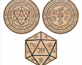 D20 Dungeons and Dragons themed coasters D&D