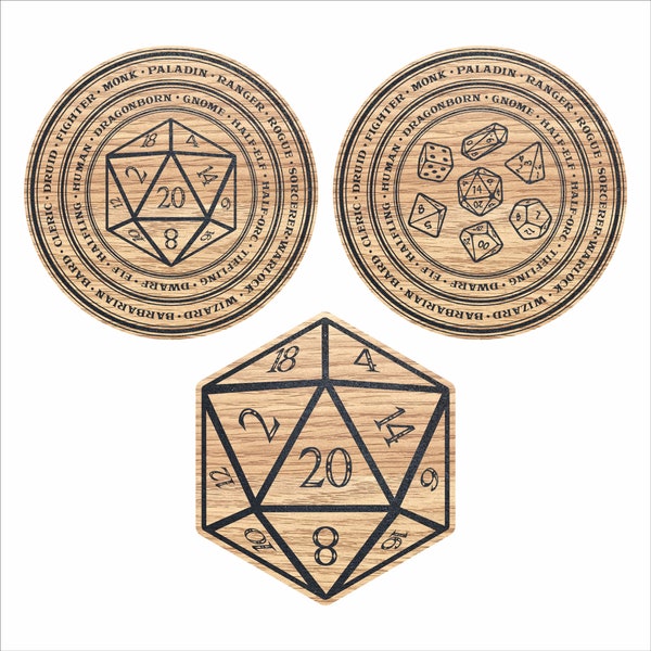 D20 Dungeons and Dragons themed coasters D&D