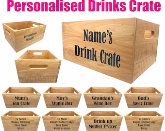 Personalised Wooden Drinks Crate Box