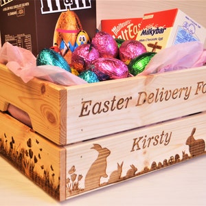 Easter Egg Personalised Crate - Personalised Easter Bunny Gift Box-Personalised Easter Bunny Basket **(CRATE ONLY)**