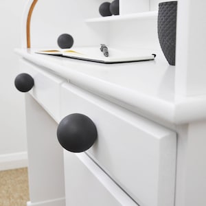 Round 6 cm, black matt ceramic knobs and pulls. Drawer knob for dressers, ceramic home decor. Door pull drawers and wardrobe. Gift