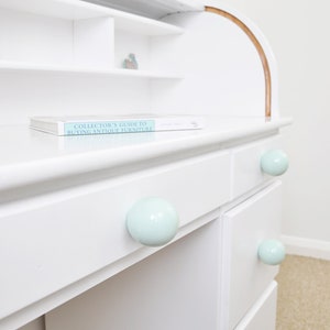 Pastel Mint Ceramic Knobs: Handmade Blue Dresser Drawer Pulls, 6cm