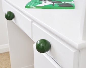 Emerald Green Ceramic Drawer Knob: Handmade Round Pull (6cm)