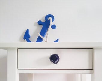 Cobalt Blue Ceramic Knobs: Handmade Polyhedron Dresser Pulls