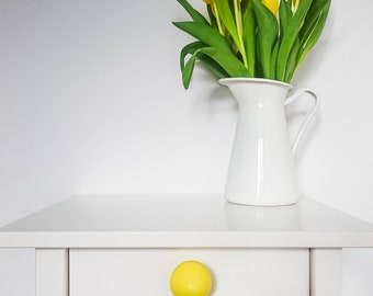 Handmade Ceramic Knob: Yellow Dresser Drawer Pull