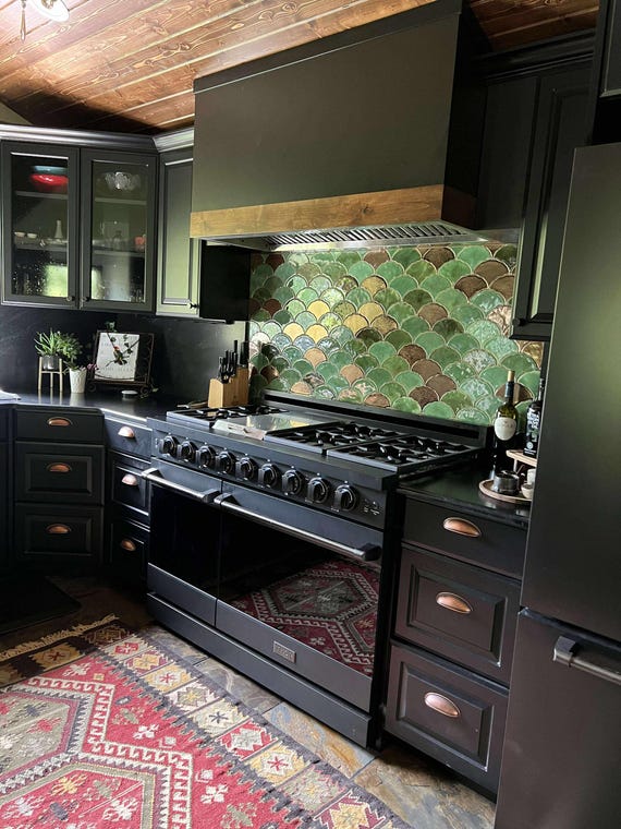 Handmade Ginkgo Biloba Leaf Tile: Green Ceramic Mosaic