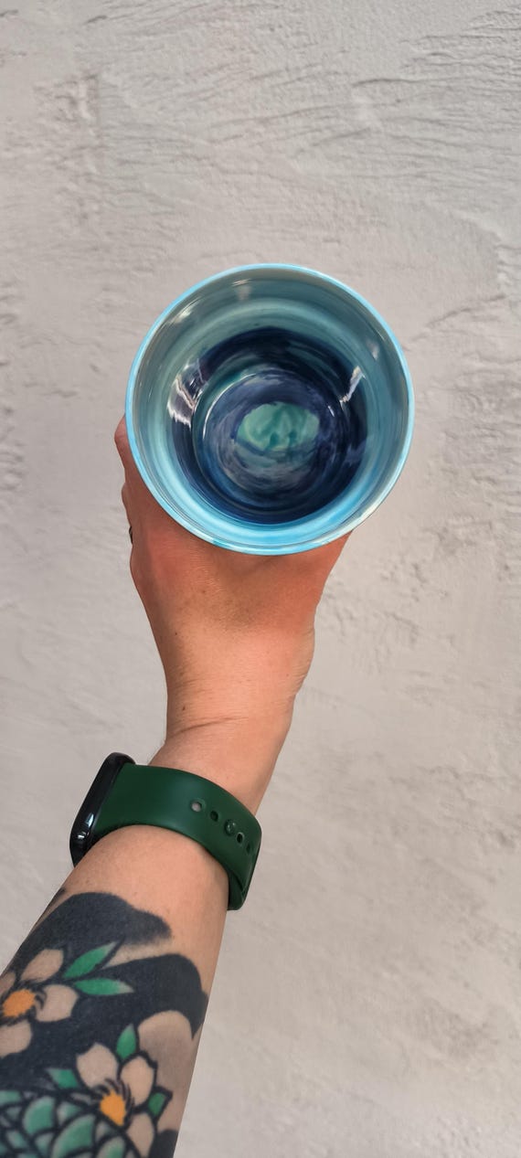 Handmade Blue Ceramic Mug | Mediterranean Inspired Coffee Cup | Sicily Ocean Glaze | Stoneware Pottery Gift