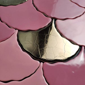 Handgefertigte Ginkgo-Blatt-Keramik-Mosaikfliesen: Rosa- und Goldmuster (3-teilig)