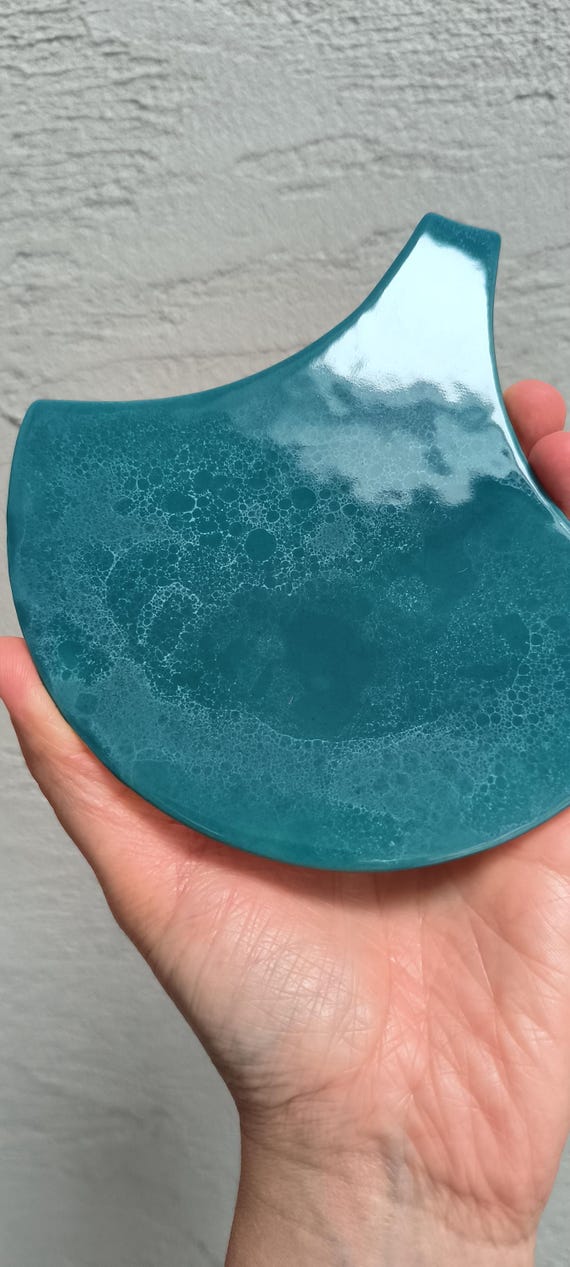 Teal Sea Foam Ceramic Fish Scale Tile: Handmade Mosaic for Kitchen and Bathroom