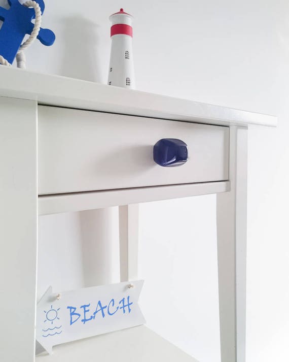 Cobalt  Diamond Ceramic Knobs, Handmade Blue Dresser Drawer Pulls, Kitchen and Bathroom Cabinet Remodel Hardware, New Home Gift