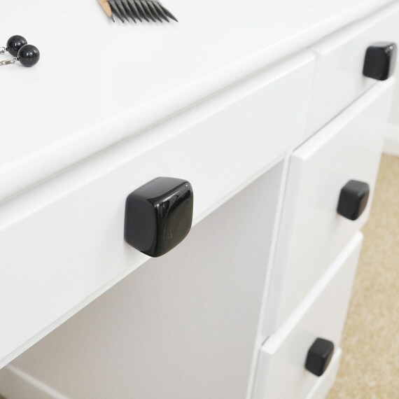 Handmade Ceramic Knob, Black matt Cube, Dresser Drawer Pulls, Kitchen and Bathroom Cabinet Remodel Hardware, New Home Gift
