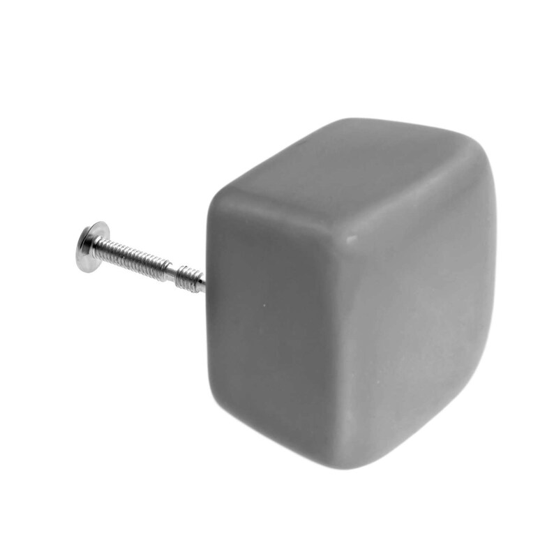 Dark Grey Cube Ceramic Knobs: Handmade Modern Decor image 5